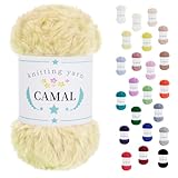 Matériau Premium en Fausse Fourrure: Chaque écheveau de fil à crocheter est composé d'un tissu polyester doux et confortable, robuste et utile, dont la surface est recouverte de poils fins et lisses, Idéale pour créer des couvertures en fil pour couverture alliant chaleur et utiles.