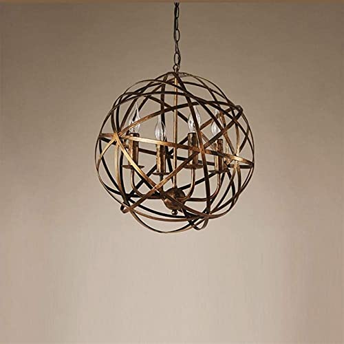Pendentif lampe cercle boule en acier au style industriel affirme pour une decoration creative