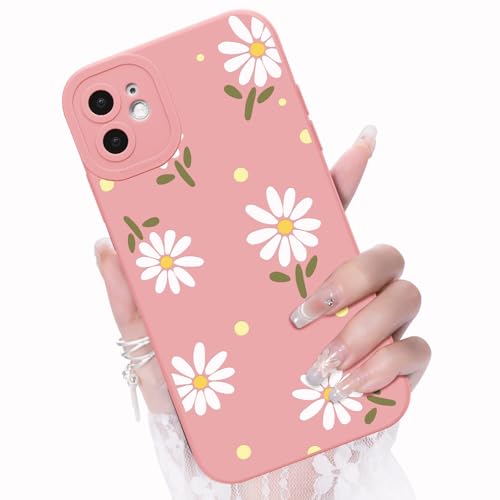 CASBST Compatible with iPhone 11 Phone Case, Fashion Flower Pattern Design Girls Women Liquid Silicone Cover, Slim Shockproof and Scratch-Resistant Soft Case for iPhone 11- Pink
