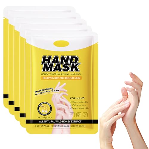 Eazerom 03 5 paia di Maschere per Mani, Guanti Idratanti per Hand Masks, Maschera Rigenerante Riparatrice per Pelle delle Mani, Guanti Idratanti per hand Secche