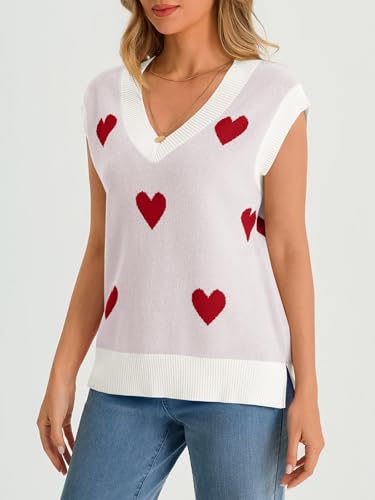 Image of Saodimallsu Womens V Neck Sweater Vest Oversized Ribbed Knit Sleeveless Casual Loose Fit Pullover Tank Top