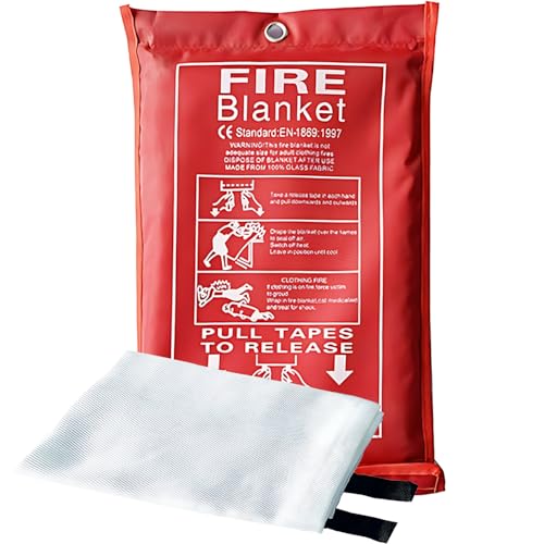 Cobija de emergencia para extinción de incendios de 40 x 40 pulgadas, manta de fibra de vidrio a prueba de fuego para supervivencia, extintor de incendios de alta resistencia al calor para oficina,
