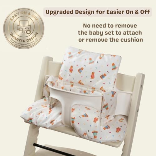 Image of Waterproof & Compatible Stokke Tripp Trapp Cushion Set Made Fabric from Korea 100% Cotton Stokke Tripp Trapp High Chair Cushion Set (Teddy Bear / 49.5 Counts)