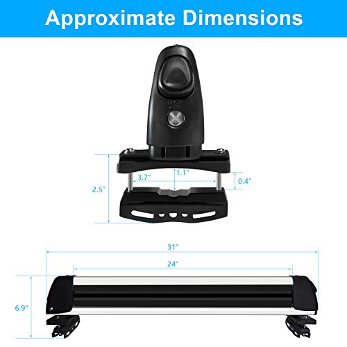 FIVKLEMNZ 31" Aluminum Universal Ski & Snowboard Roof Rack, Ski Board Roof Carrier, Fits for Most Vehicles Equipped Crossbars, Fits Up to 6 Pairs Skis or 4 Snowboards