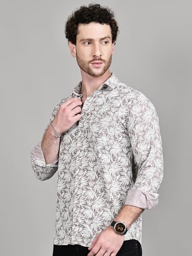 Image of Majestic Man Printed Pure Cotton Slim Fit Casual Shirt