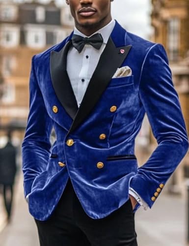 Mens Double Breasted Blazer Jacket Velvet Peaked Lapel Sport Coat Winter Business Formal2