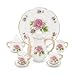 Odoria 1:6 Miniature 8PCS Porcelain Tea Cup Set Purple Chintz with Gold Trim Dollhouse Kitchen Accessories