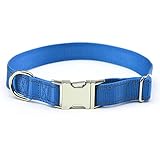 Love Dream Reflective Dog Collar with Metal Buckle, Adjustable Safety Nylon Dog Collars with Heavy Duty Quick Release Buckle for Small Medium Large Dogs, Pet Collar with ID Tag Ring