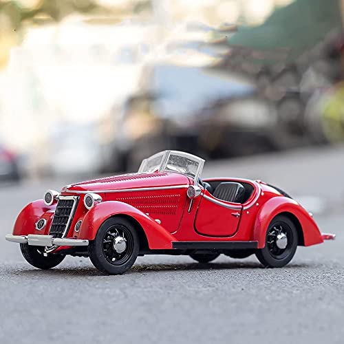 Image of Scale Diecast Metal Vintage Toy Car Model Classic for Kids Light Sound Pull Back Openable Door Toy