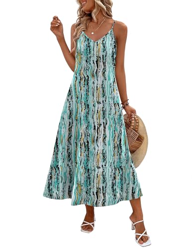 Image of Zeagoo Womens Summer Dresses Long Sundresses for Women 2025 Casual V Neck Dress for Women's Beach Sundress with Pocketss