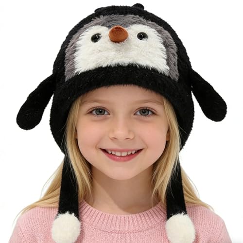 Genérico Gorro de Animal de Peluche | Gorro De Disfraz De Pingüino Para Disfraz, De Peluche Con Orejeras Abrigado - Infantil para Vacaciones Senderismo Niños y Niñas