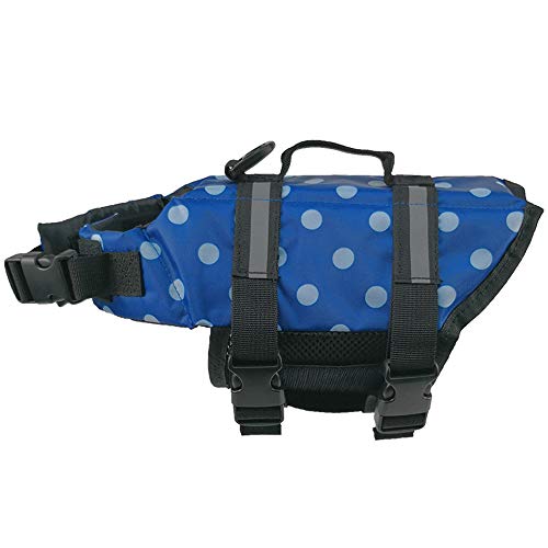 BVAGSS Chaleco Salvavidas Perro Seguridad Chaleco Reflectante para natación Surfing XH012 (M, Blue Dot)