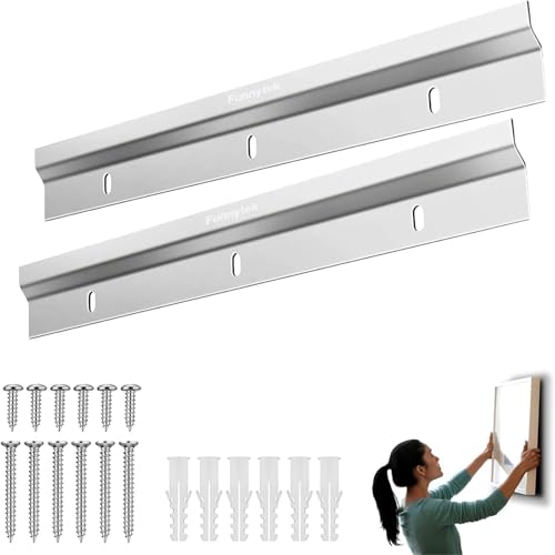 Image of Z Clips French Cleat Picture Hanger Aluminum French Cleat Hanger Heavy Duty Picture Hangers Wall Mounting Mirror Hanging Hardware Z Clip Mirror Hanger for Artwork, Wall Painting (12 inch-1Pair)
