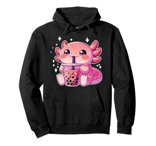 Kawaii Axolotls Bubble Tea Boba Axolotl Pullover Hoodie