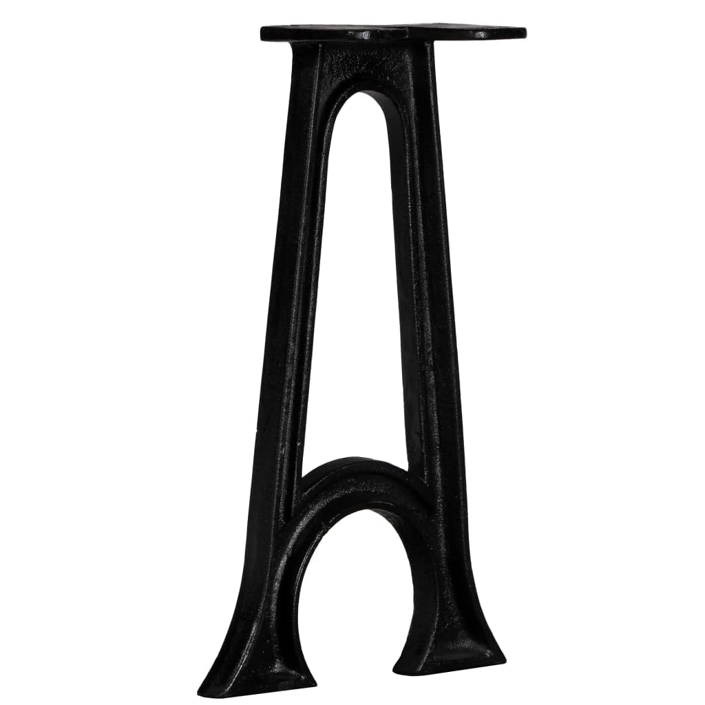 2 patas de banco con base curvada, estructura en A, hierro fundido, color negro, patas de muebles duraderas para banco, mesa auxiliar, mesa de consola, base robusta, piezas de muebles de