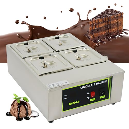 WhFKLca Maquina para Derretir Chocolate EléCtrica Comercial | MáQuina Profesional De Templado De Chocolate con Control Digital | Capacidad De 8/12 Kg | 0-194 ℉ Ajustable | 1000 W 4-Tank