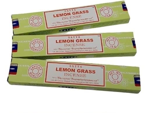 Satya Nag Champa Lemon Grass 100% Natural incense Sticks | 3 Packs | Handmade Incense Sticks | Used for Stress Relief, Spiritual Decor, Meditation