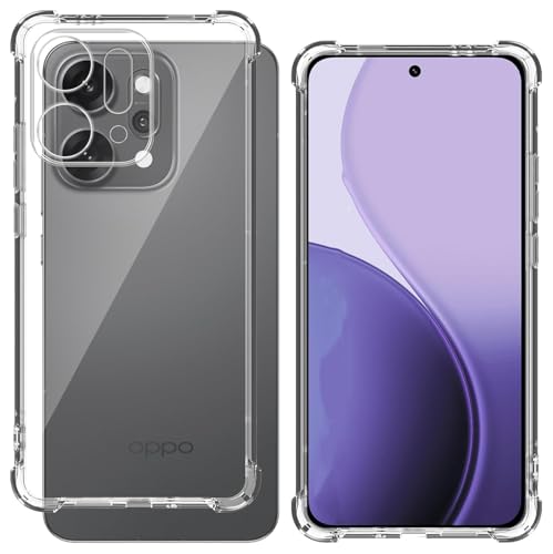Image of Fashionury 3D Raised Transparent Crystal Clear Back Cover for Oppo Reno 14 Pro | Shockproof Design | Anti-Slip Grip | Camera Protection | 360 Degree Protection Mobile Case