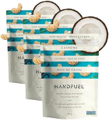 Handfuel Coconut Cashews, Hand Roasted Salted Cashews, 4g of Prot...