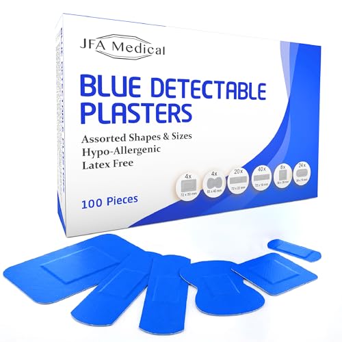 JFA Medical Blue Plasters 100 Plasters per Pack (Assorted (6 Sizes))