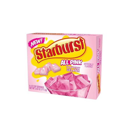 Starburst Gelatin variety pack, 4 flavor Lemon, Blue Raspberry, All pink Strawberry, and cherry (3.89 OZ each)