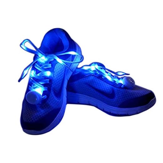 Flammi LED Nylon Shoelaces Light Up Glow in the Dark for Party Dancing Skating (Blue)