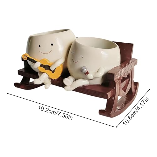 Pots en résine avec trou de drainage, pot décoratif pour balcon, terrasse et table - 6