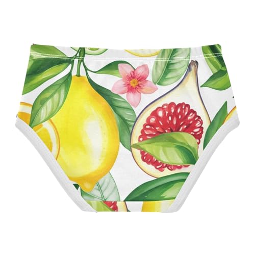 Toddler Underwear Custom 2t Cotton Little Girl Panties Funny Briefs Girls Undies Floral Lemons Green Leaves2