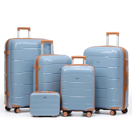 CRUW Hand Luggage 22" Expandable Lightweight Cabin Bag TSA Approved Lock, Silent Wheels Durable Polypropylene Luggage Suitcase Fits 56x45x25cm Overhead Carry On Limit for easyJet, BA & Jet2.