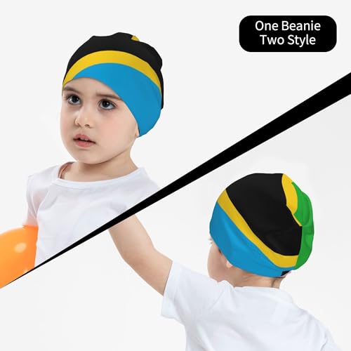 Flag of Tanzania Children Hip Hop Knitted Hat Kids Elastic Leisure Knit Cap Warm Sleep Beanies Black4