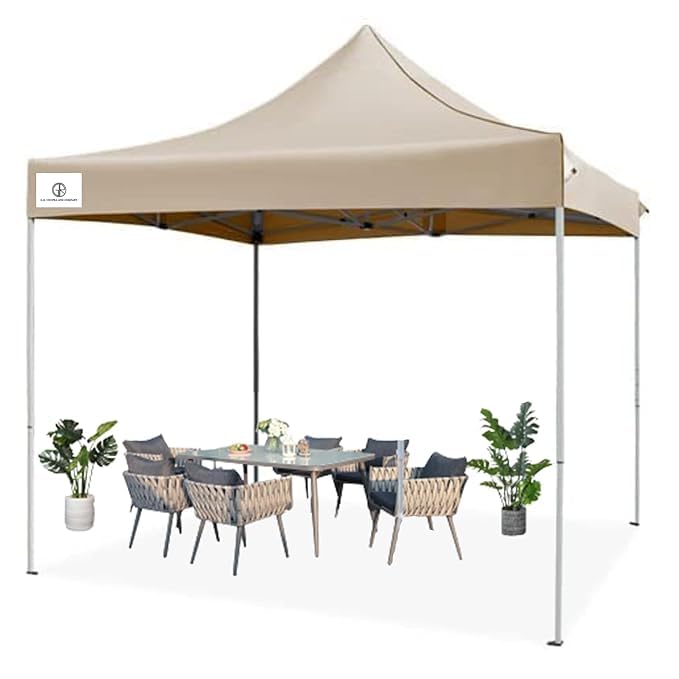 Image of THESHELTERS - 10x10 ft Outdoor Tent, Instant Folding Portable Canopy Completely Waterproof Perfect for Outdoor Living- Garden Canopy Tent for Decoration, Party, Events (Beige)