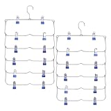 DEWEL 2Pcs Perchas Pantalones, Perchas con Pinzas Ahorra Espacio, Perchero...