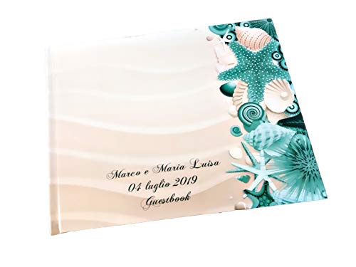  Guestbook matrimonio - libro dediche e auguri invitati personalizzato conchiglie mare stella marina sabbia