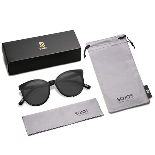 SOJOS Fashion Round Sunglasses for Women Men Oversized Vintage Shades SJ2057