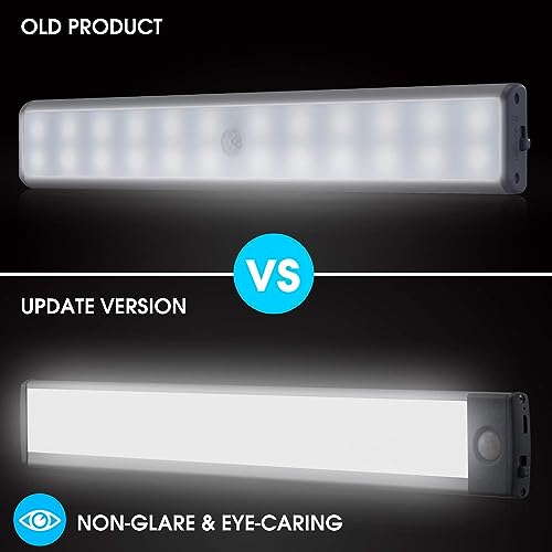 Image of LED Motion Sensor Closet Light, Under Cabinet Lighting Wireless, USB Rechargeable Kitchen Cupboard Night Light, Under Counter Closet Light Battery Operated for Kitchen Cupboard, Wardrobe (30LED)
