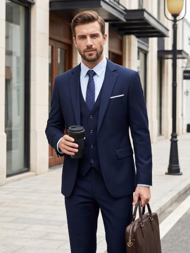MAGE MALE Men's 3 Pieces Suit One Button Tuxedo Slim Fit Blazer Vest Pants - image 7