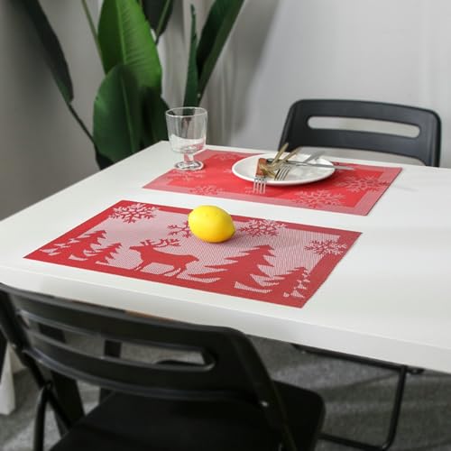 Set de table 6 personnes rectangulaire imperméable napperons de Noël PVC