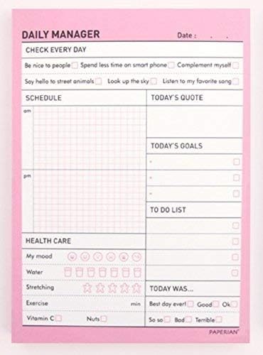 PAPERIAN Daily Manager - Undated Daily Desk Pad Scheduler, Planner (Daily, Bubblegum Pink)