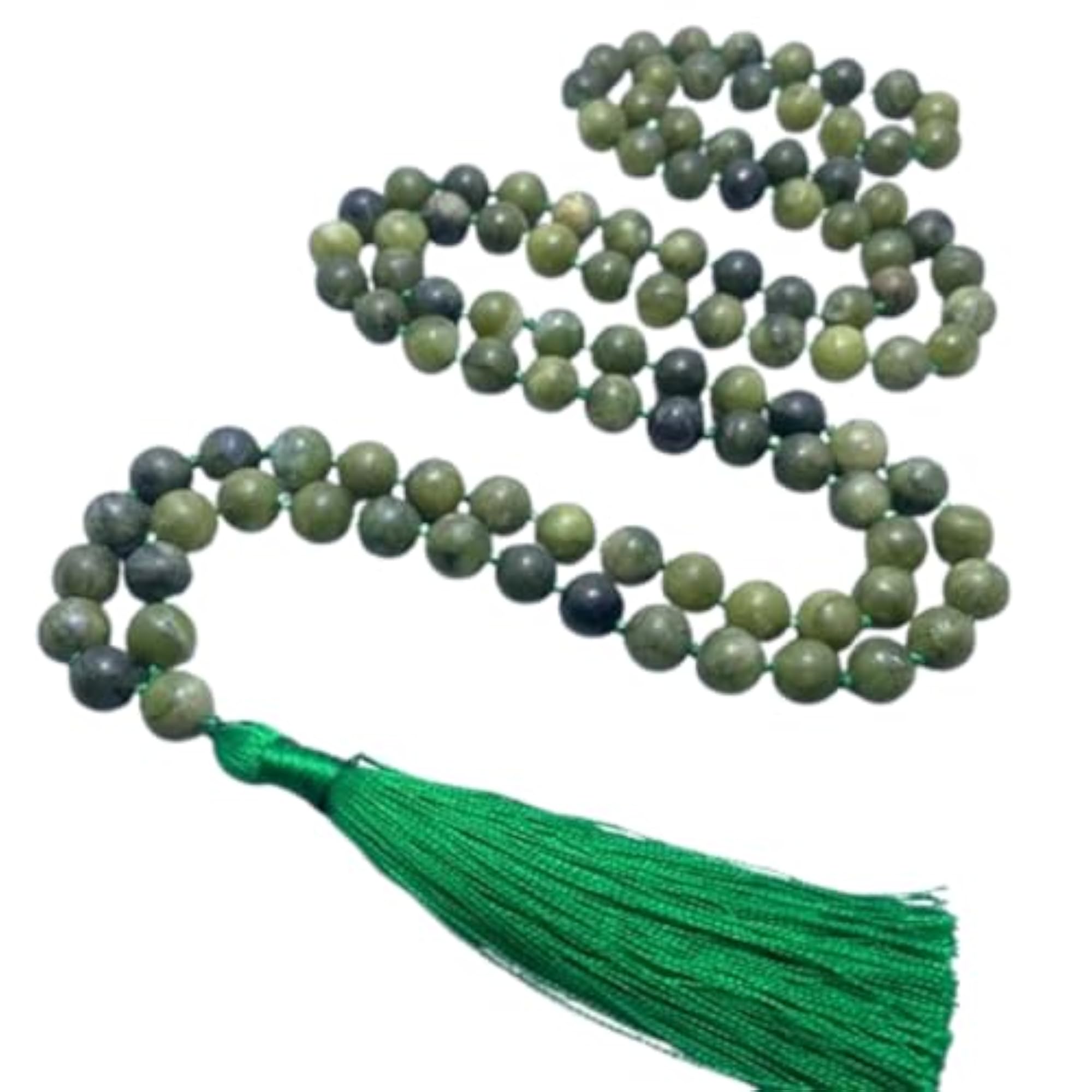 Natural Green Jade 6MM Round Beaded Handmade Prayer Mala Necklace