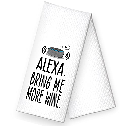 Rzhv Alexa, Bring Me More Kitchen Towel, Funny Speakers Dish Towel Gift For Women Sisters Friends Mom Aunty Hostess Music Lover, Housewarming New Home, Dish Towel With Sayings #TOP17