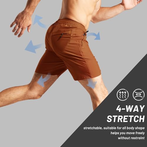 Image of MIER Men's Quick Dry Running Shorts with Zipper Pocket Elastic Waist Athletic Workout Exercise Shorts