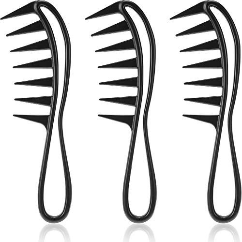 3 Pieces Wide Tooth Detangling Comb Shower Flexible Comb Wide Spacing Teeth Comb Anti-Static Detangling Shampoo Comb for Long, Thick, Curly, Wet, Dry and Most Hair Types