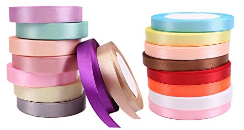 Image of DIY Crafts Pack of 100 Yards, Random Mixed Colour, Grosgrain Satin Ribbons for Wedding Christmas Party Decoration6mm-40mm DIY Bow CRA(Pack of 100 Yards, Random Mixed Colour)