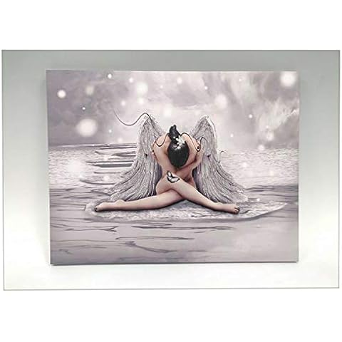 Online Street Glitter Angel Canvas Wall Art Home Decoration Hanging Picture Plaque with Butterfly Cover