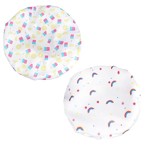 FOMIYES 2 Piezas Gorro De Ducha De Doble Capa Esponja De Baño Envoltura De Pelo De Seda Para Dormir Gorro De Raso Baño De Esponjas Gorro De Baño Costra Láctea Gorro De Dormir Satín
