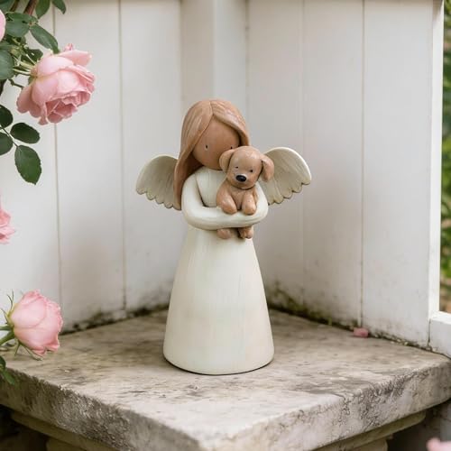 Statue ange avec chien pour des condoléances touchantes - 4