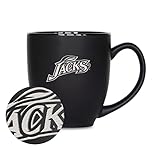 Rico Industries NCAA South Dakota State Jackrabbits Main 15oz Laser Engraved Matte Black Ceramic Bistro Mug - For Hot or Cold Drinks