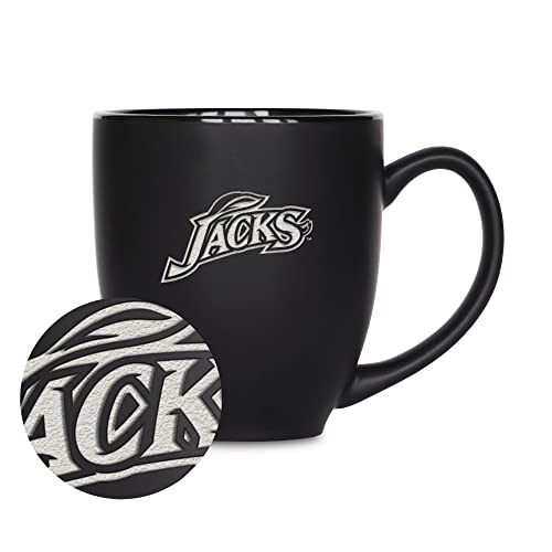 Rico Industries NCAA South Dakota State Jackrabbits Main 15oz Laser Engraved Matte Black Ceramic Bistro Mug - For Hot or Cold Drinks