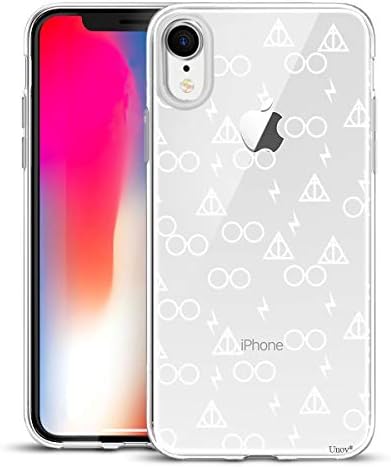 Unov Case Compatible with iPhone XR Case Clear with Design Slim Protective Soft TPU Bumper Embossed Pattern 6.1 Inch (Death Hallows)