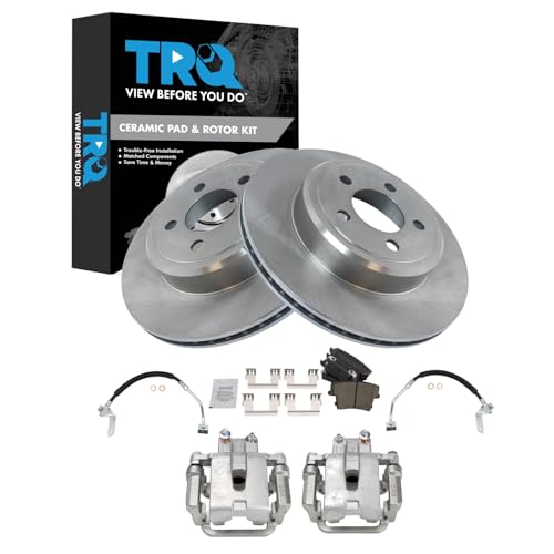 Image of TRQ Rear Brake Pad & Rotor Kit Ceramic Compatible with 2009 Dodge Challenger